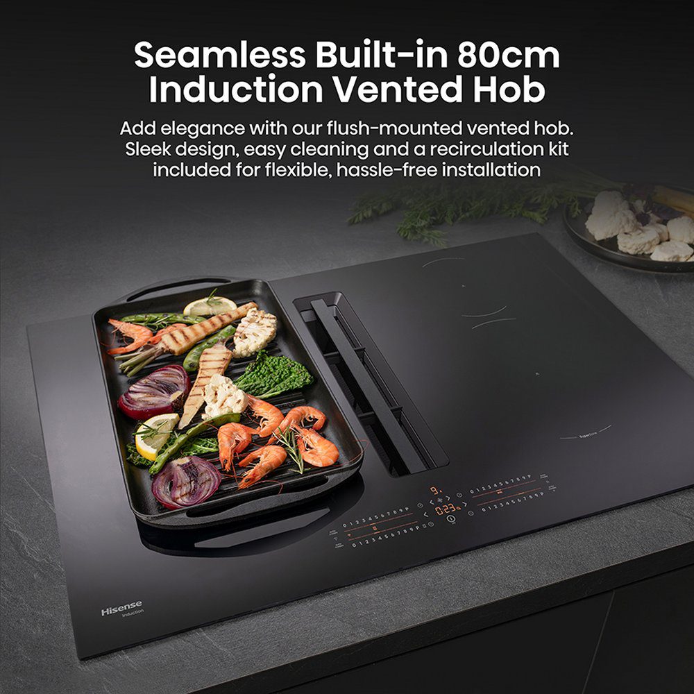 Hisense 83cm Air Venting Induction Hob HEH8432BSCWF - Black Hisense 83cm Air Venting Induction Hob HEH8432BSCWF - Black