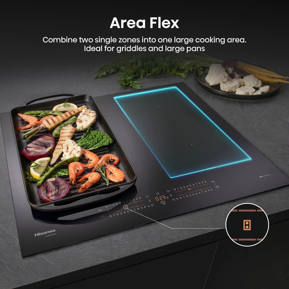 Hisense 60cm 4 Zone Area Flex Induction Hob HI6442BSCWF - Black Hisense 60cm 4 Zone Area Flex Induction Hob HI6442BSCWF - Black