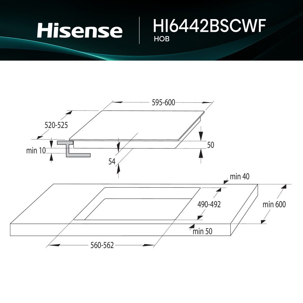Hisense 60cm 4 Zone Area Flex Induction Hob HI6442BSCWF - Black Hisense 60cm 4 Zone Area Flex Induction Hob HI6442BSCWF - Black