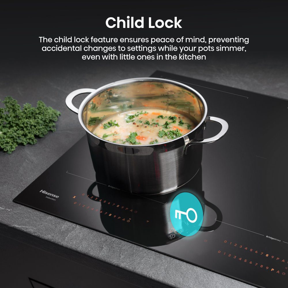 Hisense 60cm 4 Zone Area Flex Induction Hob HI6443BSCWF - Black Hisense 60cm 4 Zone Area Flex Induction Hob HI6443BSCWF - Black