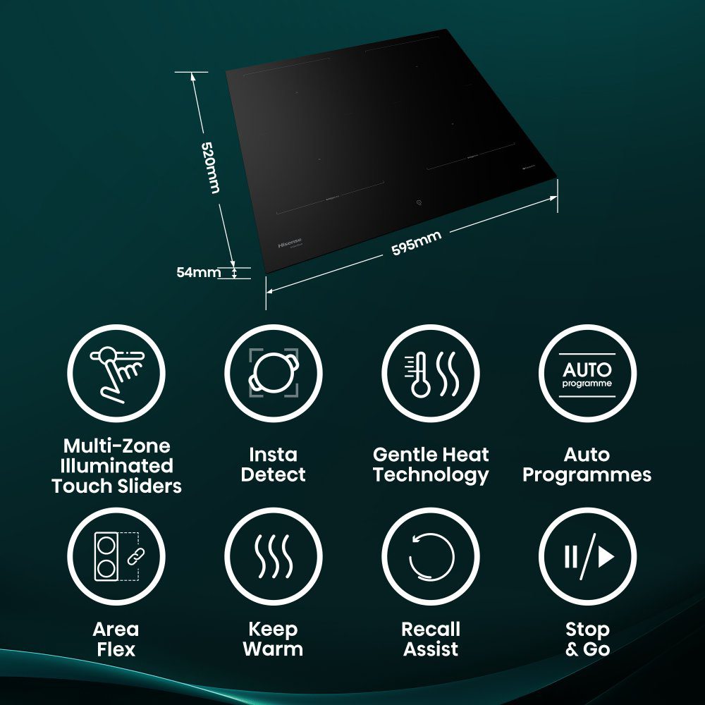 Hisense 60cm 4 Zone Area Flex Induction Hob HI6443BSCWF - Black Hisense 60cm 4 Zone Area Flex Induction Hob HI6443BSCWF - Black