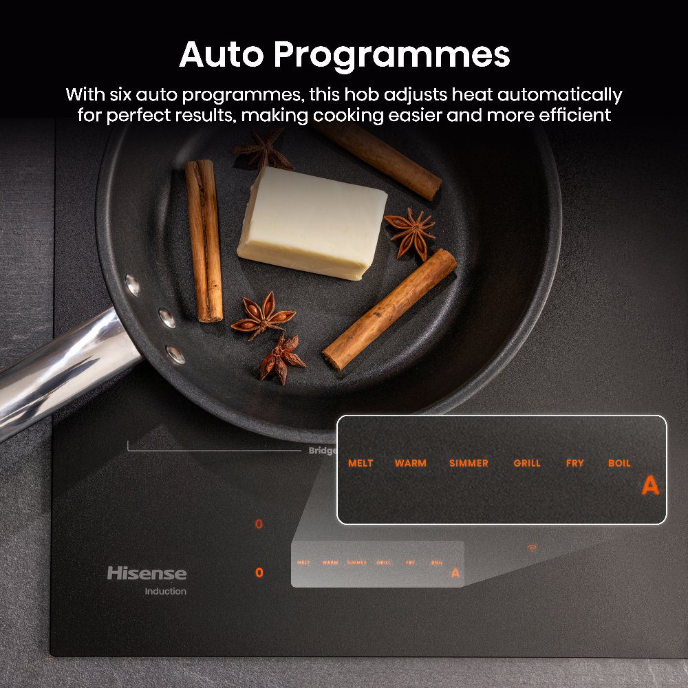 Hisense 60cm 4 Zone AntiScratch Area Flex Induction Hob HI6443SRWF - Black Hisense 60cm 4 Zone AntiScratch Area Flex Induction Hob HI6443SRWF - Black