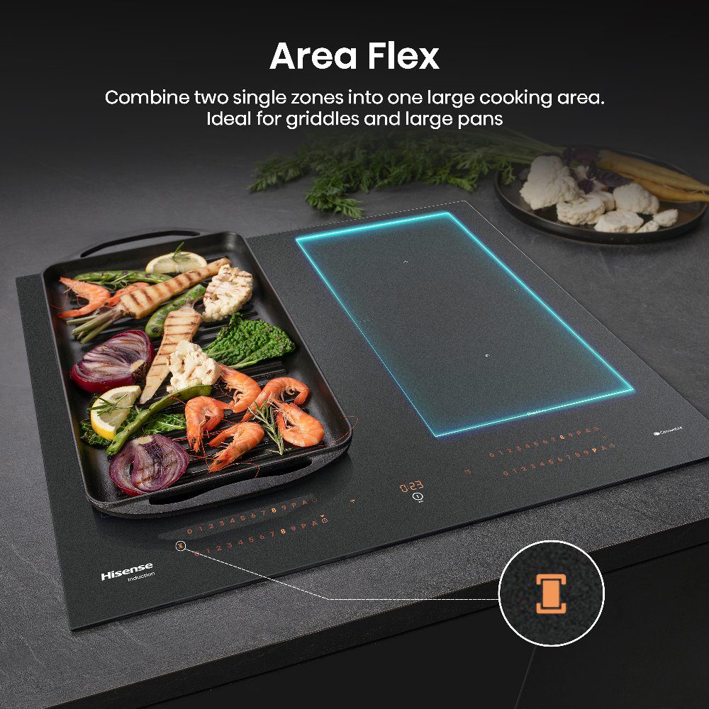 Hisense 60cm 4 Zone AntiScratch Area Flex Induction Hob HI6443SRWF - Black Hisense 60cm 4 Zone AntiScratch Area Flex Induction Hob HI6443SRWF - Black