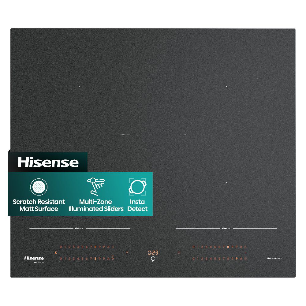 Hisense 60cm 4 Zone AntiScratch Area Flex Induction Hob HI6443SRWF - Black Hisense 60cm 4 Zone AntiScratch Area Flex Induction Hob HI6443SRWF - Black