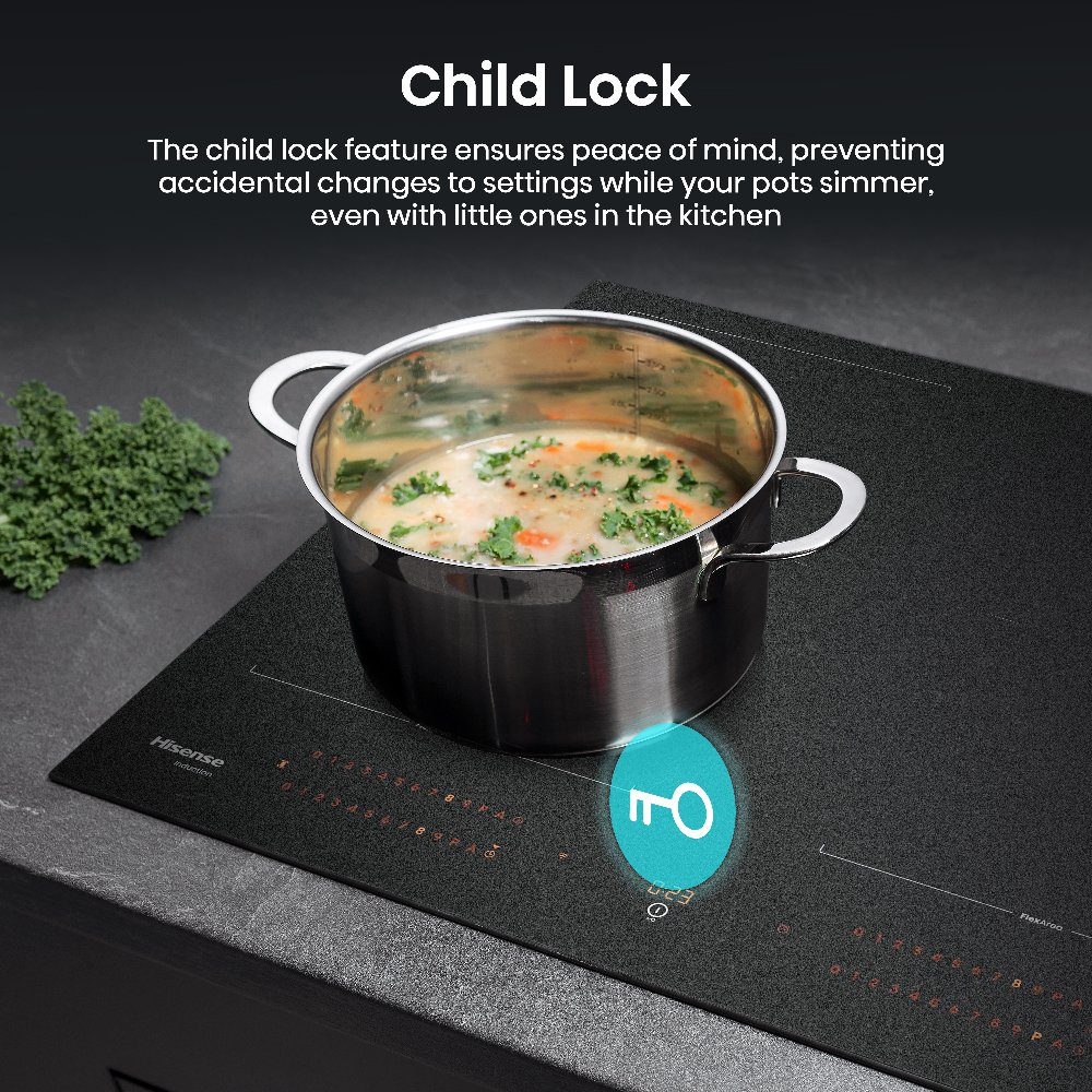 Hisense 60cm 4 Zone AntiScratch Area Flex Induction Hob HI6443SRWF - Black Hisense 60cm 4 Zone AntiScratch Area Flex Induction Hob HI6443SRWF - Black