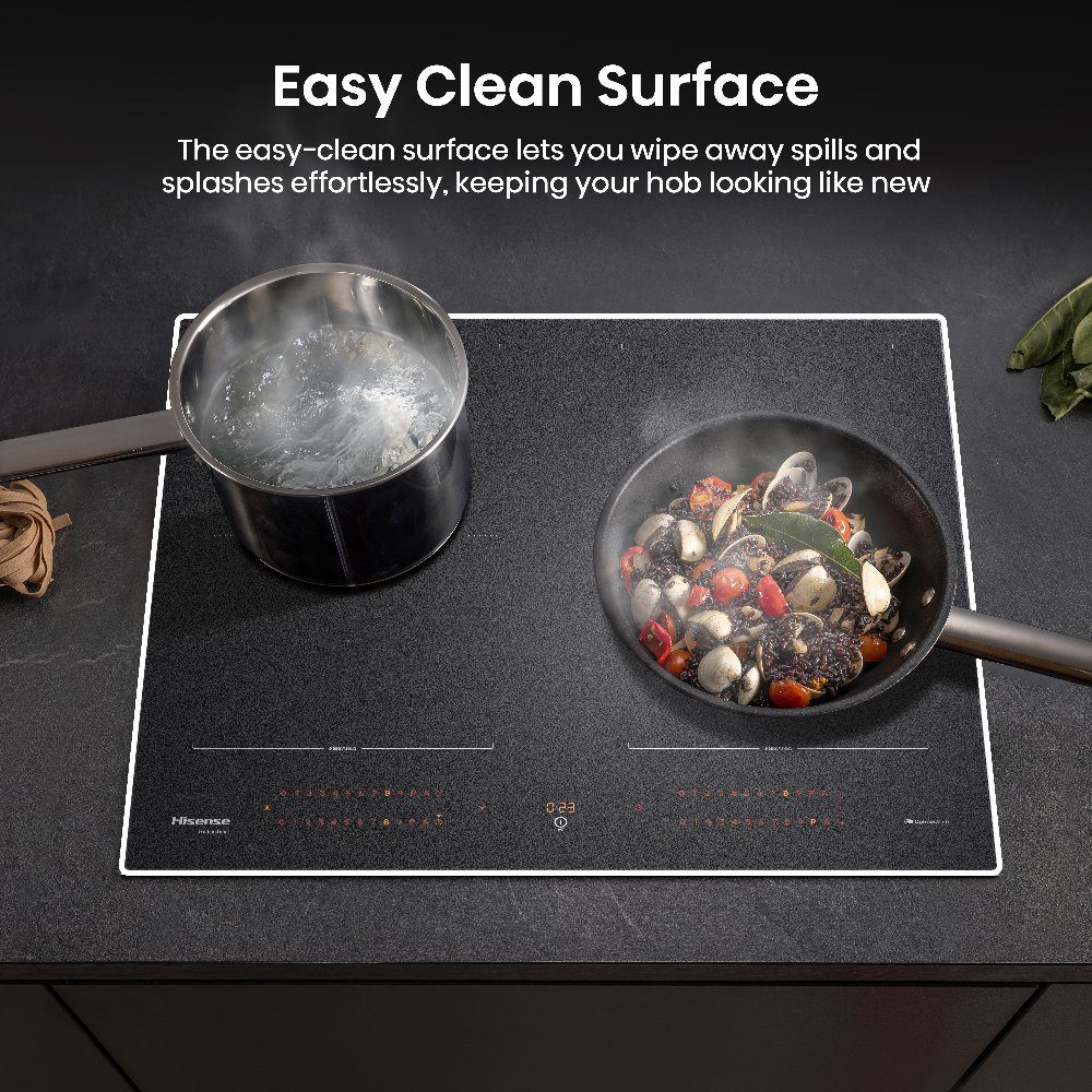 Hisense 60cm 4 Zone AntiScratch Area Flex Induction Hob HI6443SRWF - Black Hisense 60cm 4 Zone AntiScratch Area Flex Induction Hob HI6443SRWF - Black