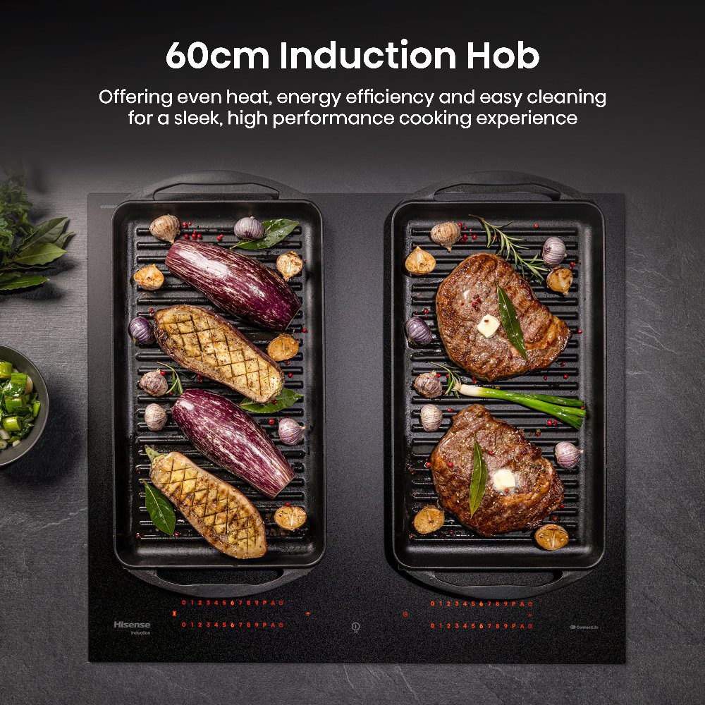 Hisense 60cm 4 Zone AntiScratch Area Flex Induction Hob HI6443SRWF - Black Hisense 60cm 4 Zone AntiScratch Area Flex Induction Hob HI6443SRWF - Black