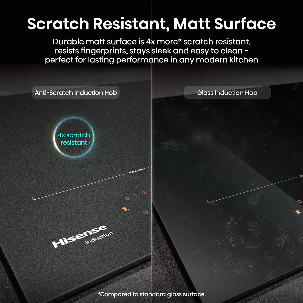 Hisense 60cm 4 Zone AntiScratch Area Flex Induction Hob HI6443SRWF - Black Hisense 60cm 4 Zone AntiScratch Area Flex Induction Hob HI6443SRWF - Black