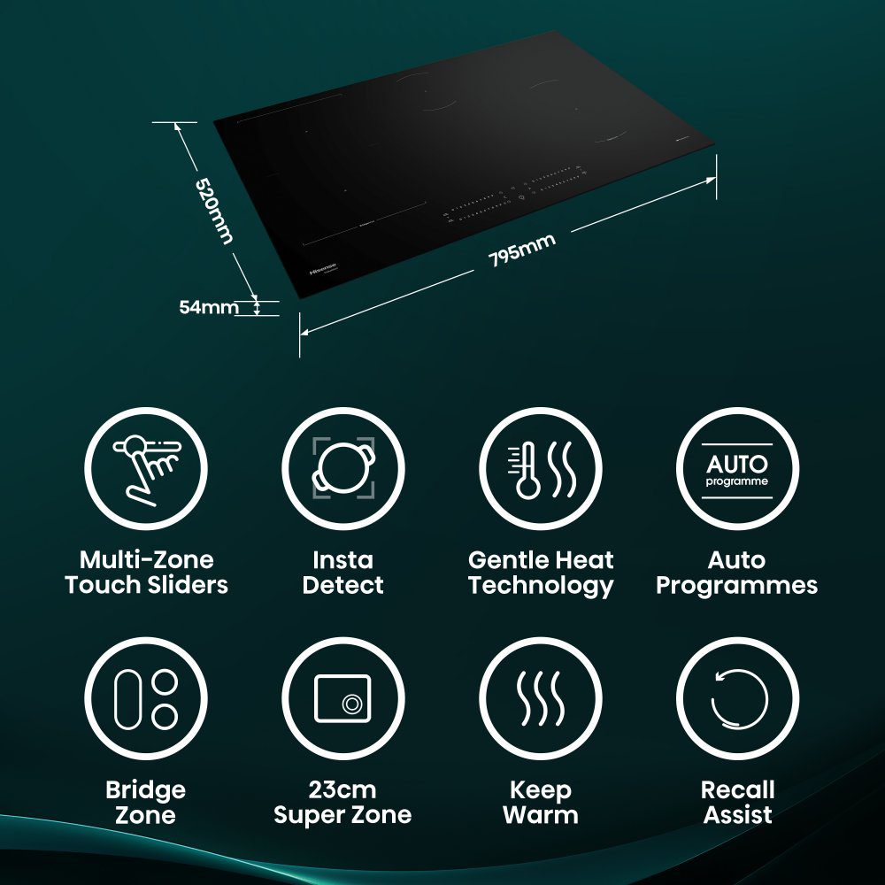 Hisense 80cm 4 Zone Induction Hob HI8432BSCWF - Black Hisense 80cm 4 Zone Induction Hob HI8432BSCWF - Black