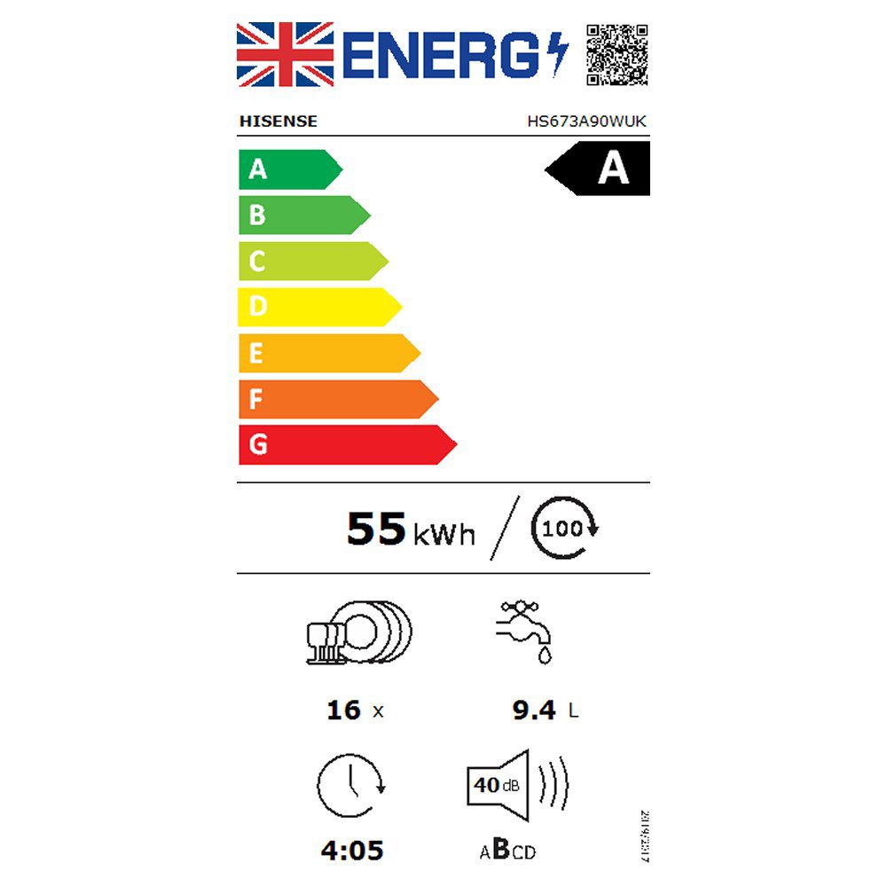 Hisense 60cm Freestanding Dishwasher HS673A90WUK - White Hisense 60cm Freestanding Dishwasher HS673A90WUK - White