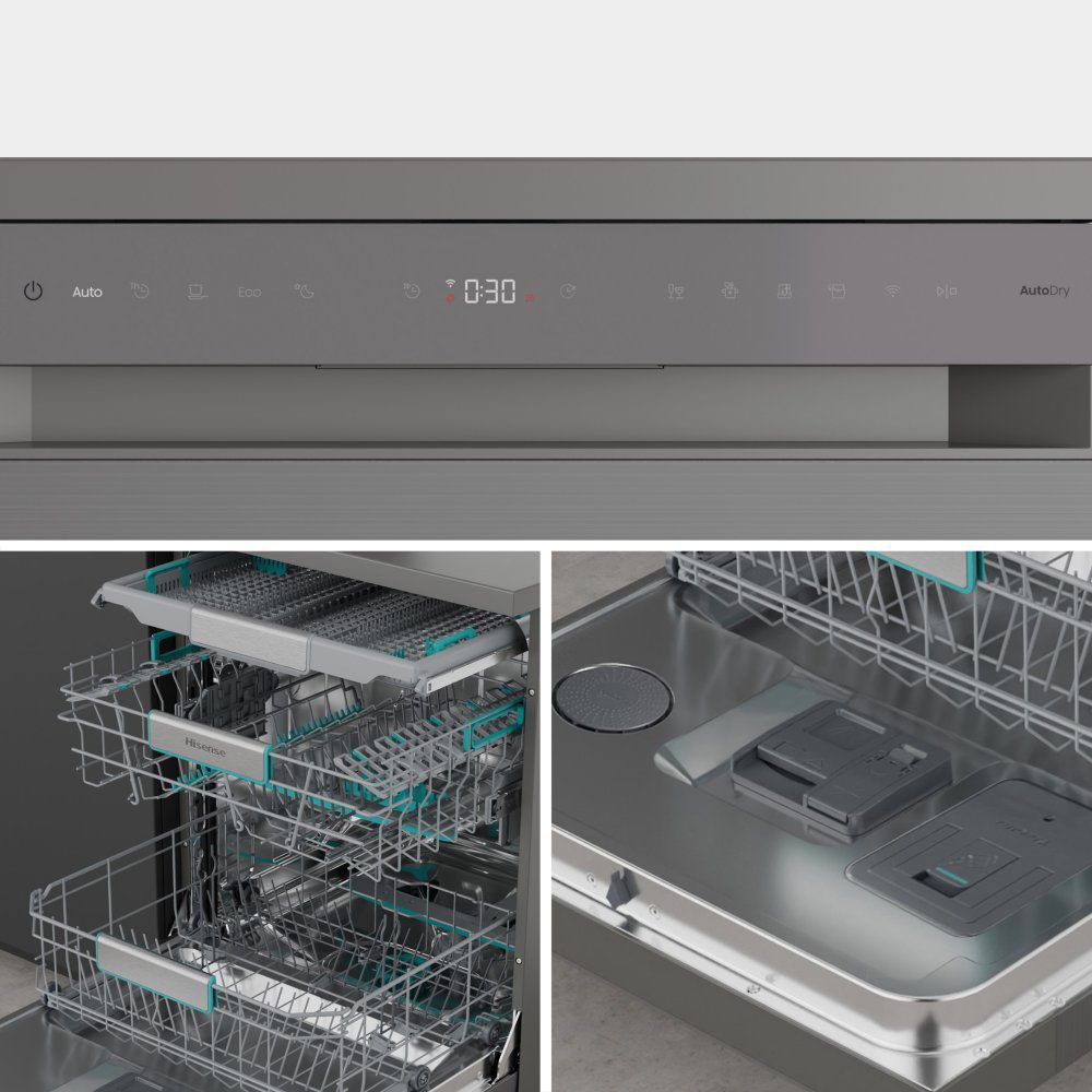 Hisense 60cm Freestanding AutoDose Dishwasher HS693A90XADUK - Silver Hisense 60cm Freestanding AutoDose Dishwasher HS693A90XADUK - Silver