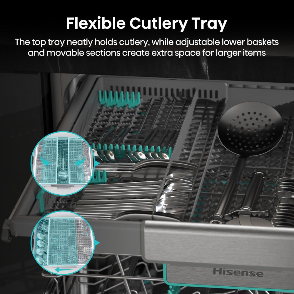 Hisense 60cm Freestanding AutoDose Dishwasher HS693A90XADUK - Silver Hisense 60cm Freestanding AutoDose Dishwasher HS693A90XADUK - Silver