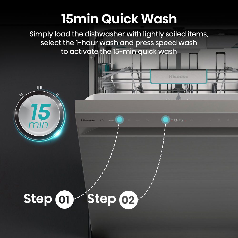 Hisense 60cm Freestanding AutoDose Dishwasher HS693A90XADUK - Silver Hisense 60cm Freestanding AutoDose Dishwasher HS693A90XADUK - Silver