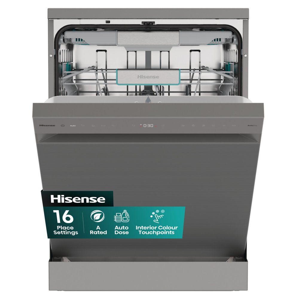 Hisense 60cm Freestanding AutoDose Dishwasher HS693A90XADUK - Silver Hisense 60cm Freestanding AutoDose Dishwasher HS693A90XADUK - Silver