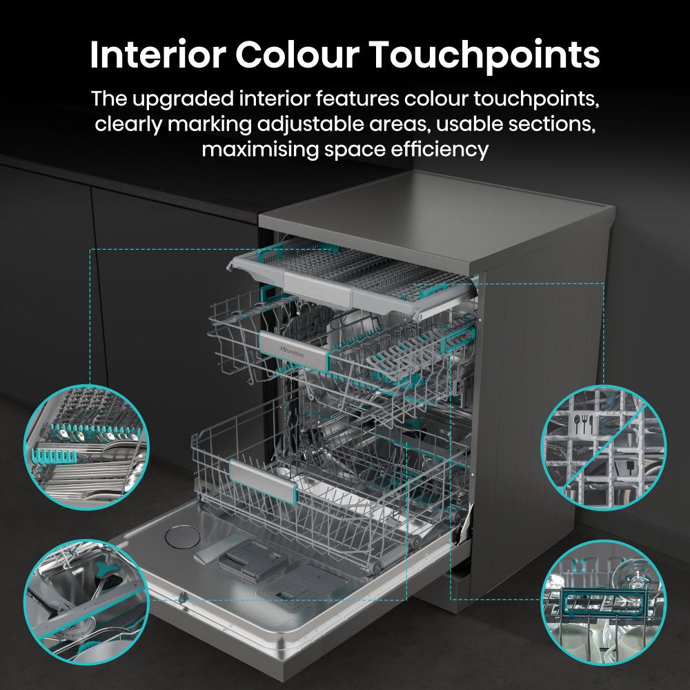 Hisense 60cm Freestanding AutoDose Dishwasher HS693A90XADUK - Silver Hisense 60cm Freestanding AutoDose Dishwasher HS693A90XADUK - Silver