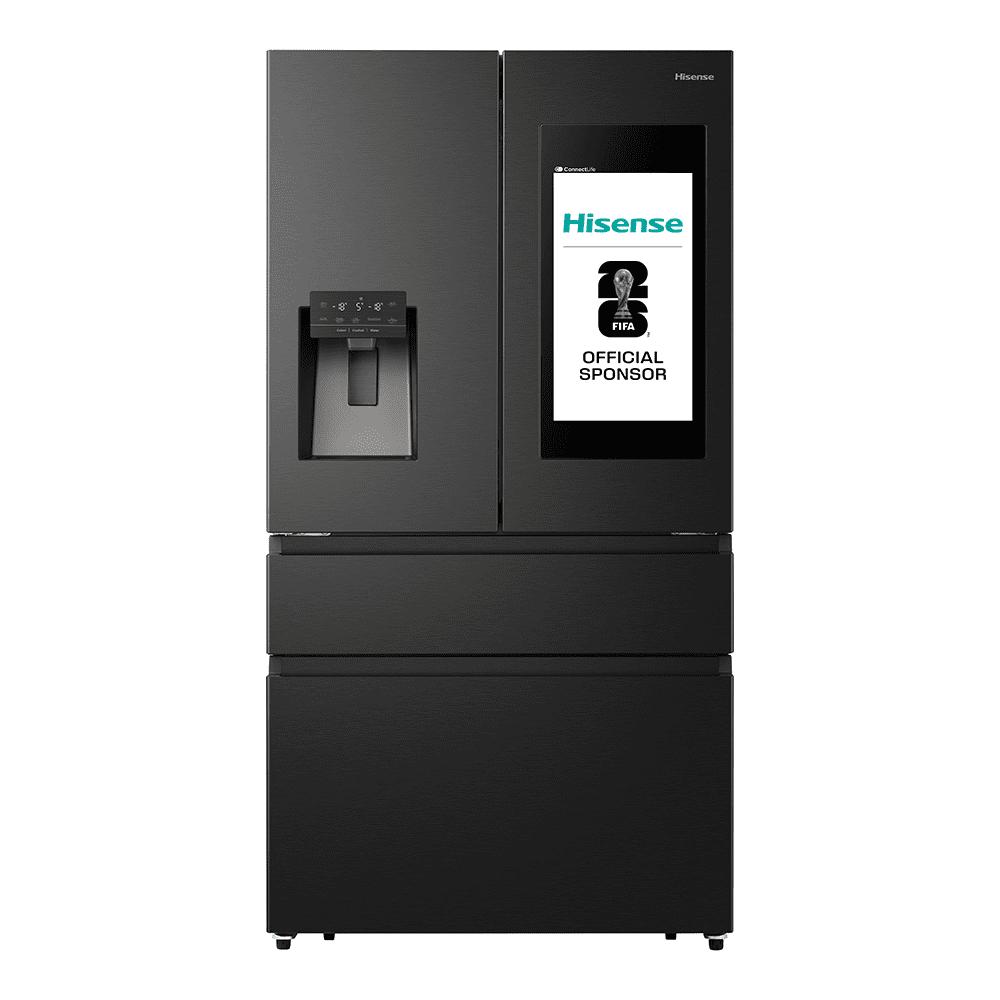 Hisense PureFlat Smart Screen French Style Freezer With Ice & Water Non Plumbed RF9P490GTFE - Black Steel Hisense PureFlat Smart Screen French Style Freezer With Ice & Water Non Plumbed RF9P490GTFE - Black Steel