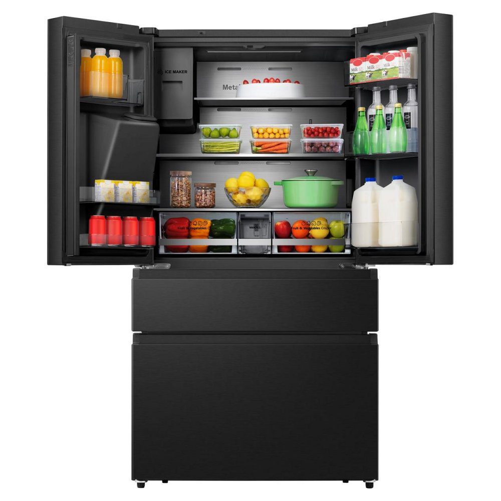 Hisense PureFlat Smart Screen French Style Freezer With Ice & Water Non Plumbed RF9P490GTFE - Black Steel Hisense PureFlat Smart Screen French Style Freezer With Ice & Water Non Plumbed RF9P490GTFE - Black Steel