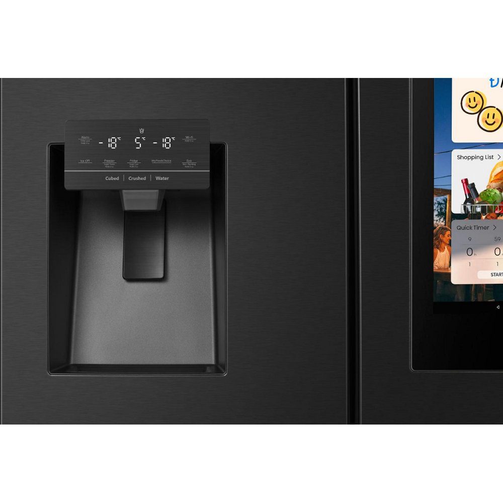 Hisense PureFlat Smart Screen French Style Freezer With Ice & Water Non Plumbed RF9P490GTFE - Black Steel Hisense PureFlat Smart Screen French Style Freezer With Ice & Water Non Plumbed RF9P490GTFE - Black Steel