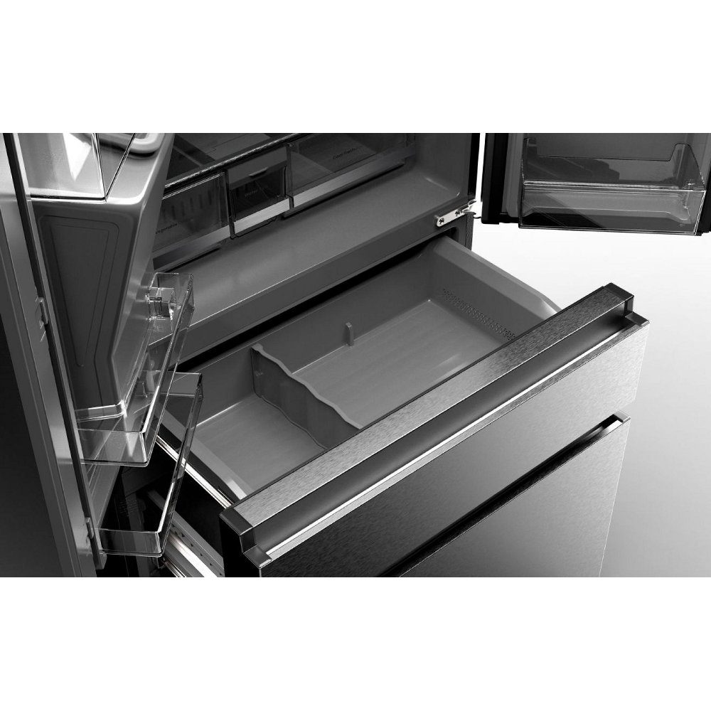 Hisense PureFlat Smart Screen French Style Freezer With Ice & Water Non Plumbed RF9P490GTFE - Black Steel Hisense PureFlat Smart Screen French Style Freezer With Ice & Water Non Plumbed RF9P490GTFE - Black Steel
