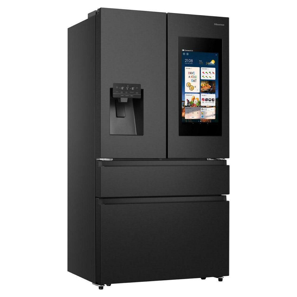 Hisense PureFlat Smart Screen French Style Freezer With Ice & Water Non Plumbed RF9P490GTFE - Black Steel Hisense PureFlat Smart Screen French Style Freezer With Ice & Water Non Plumbed RF9P490GTFE - Black Steel