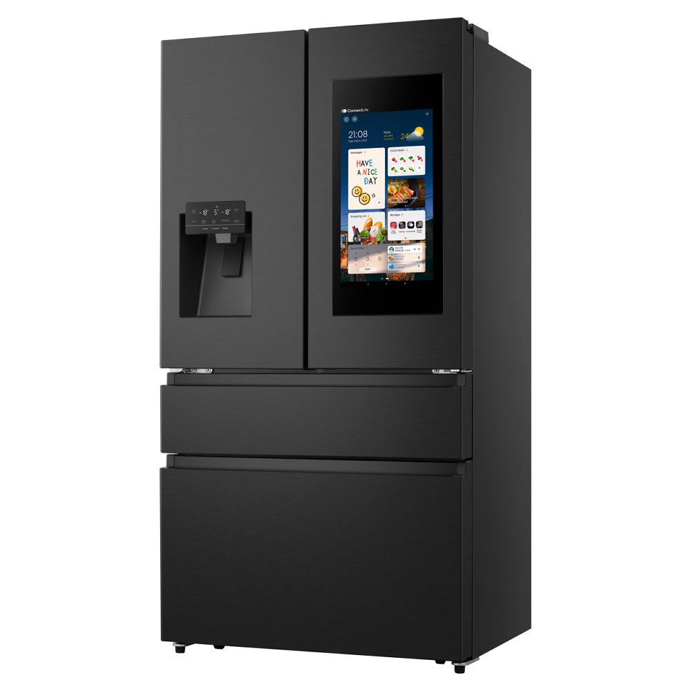 Hisense PureFlat Smart Screen French Style Freezer With Ice & Water Non Plumbed RF9P490GTFE - Black Steel Hisense PureFlat Smart Screen French Style Freezer With Ice & Water Non Plumbed RF9P490GTFE - Black Steel