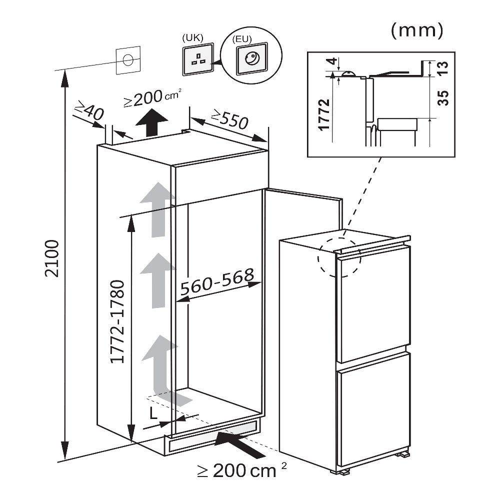 Hisense 178cm Integrated 50/50 Frost Free Fridge Freezer RIB291F4AWE Hisense 178cm Integrated 50/50 Frost Free Fridge Freezer RIB291F4AWE