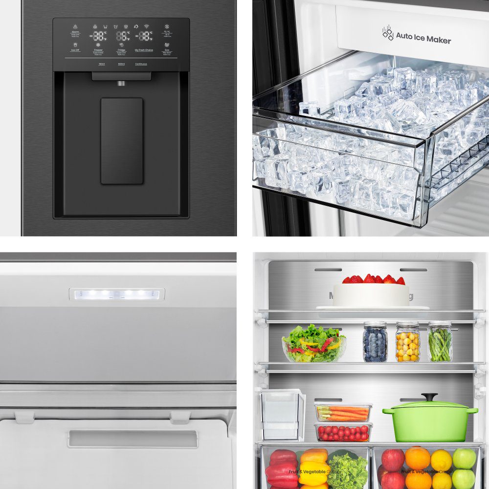 Hisense 79cm PureFlat Four Door Fridge Freezer Ice & Water Non Plumbed RQ5P470SYFD - Black Hisense 79cm PureFlat Four Door Fridge Freezer Ice & Water Non Plumbed RQ5P470SYFD - Black