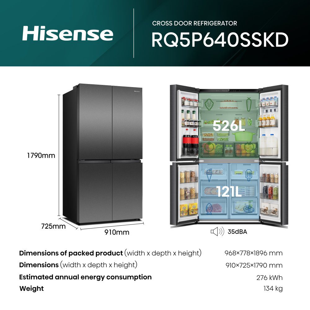 Hisense PureFlex Four Door Fridge Freezer RQ5P640SSKD - Black Steel Hisense PureFlex Four Door Fridge Freezer RQ5P640SSKD - Black Steel