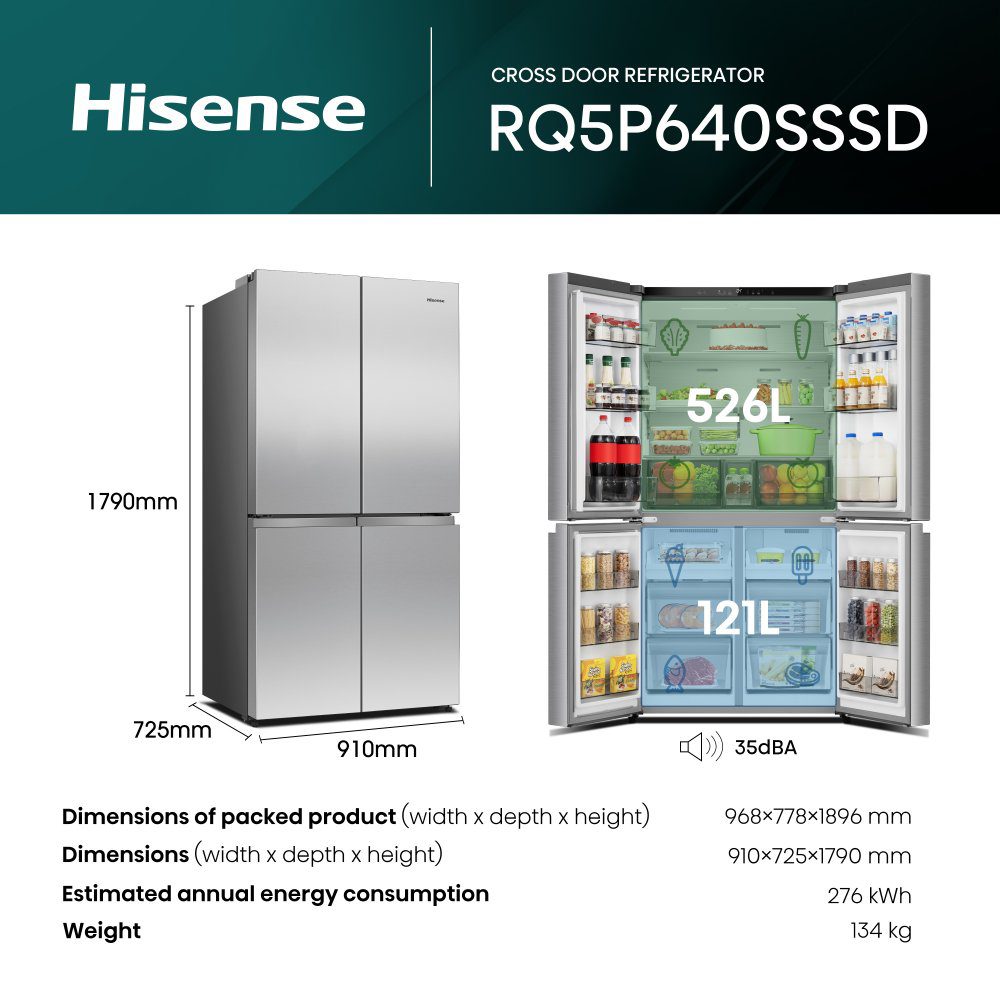 Hisense PureFlex Four Door Fridge Freezer RQ5P640SSSD - Stainless Steel Hisense PureFlex Four Door Fridge Freezer RQ5P640SSSD - Stainless Steel