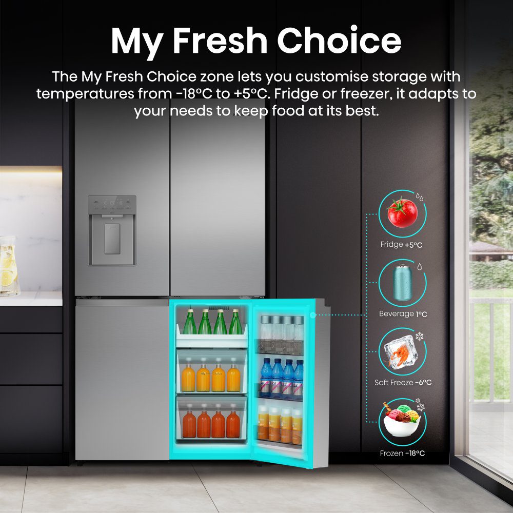 Hisense PureFlex Four Door Fridge Freezer Ice & Water Non Plumbed RQ5P640SYSD - Stainless Steel Hisense PureFlex Four Door Fridge Freezer Ice & Water Non Plumbed RQ5P640SYSD - Stainless Steel