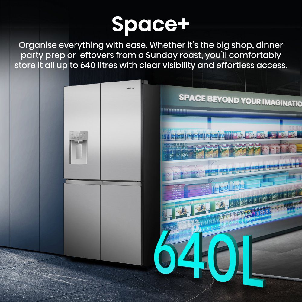 Hisense PureFlex Four Door Fridge Freezer Ice & Water Non Plumbed RQ5P640SYSD - Stainless Steel Hisense PureFlex Four Door Fridge Freezer Ice & Water Non Plumbed RQ5P640SYSD - Stainless Steel