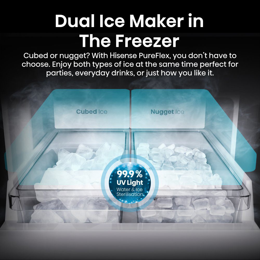 Hisense PureFlex Four Door Fridge Freezer Ice & Water Non Plumbed RQ5P640SYSD - Stainless Steel Hisense PureFlex Four Door Fridge Freezer Ice & Water Non Plumbed RQ5P640SYSD - Stainless Steel