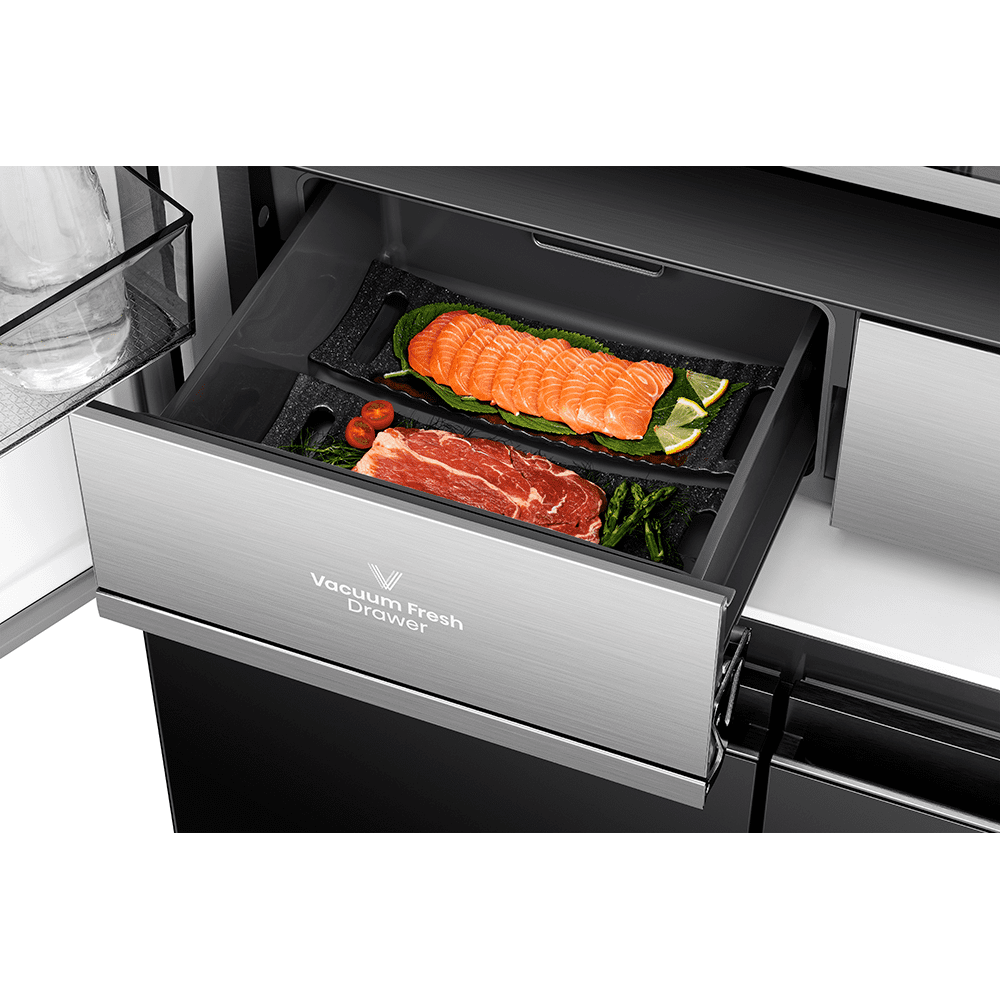 Hisense Kitchenfit Four Door American Style Fridge Freezer RQ768N4GBE- Black Hisense Kitchenfit Four Door American Style Fridge Freezer RQ768N4GBE- Black