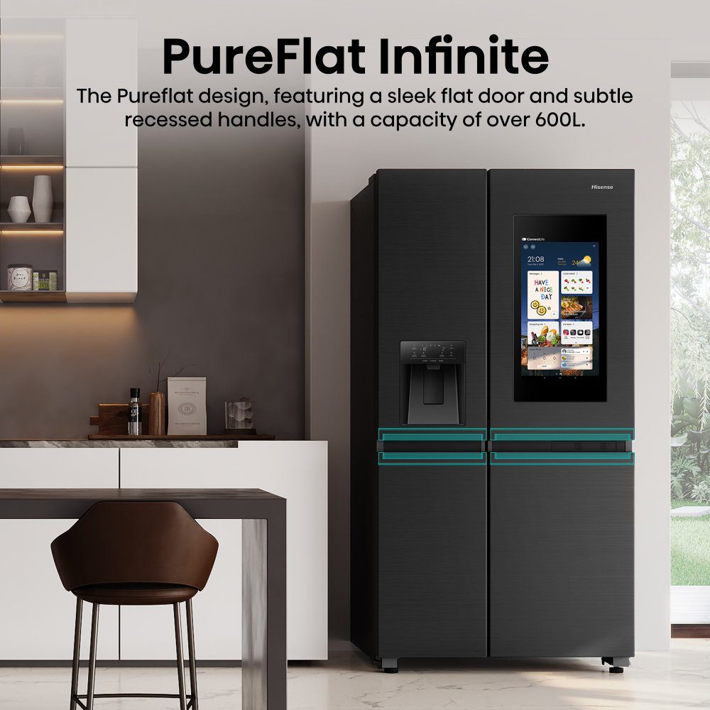 Hisense PureFlat Eclipse American Fridge Freezer With Ice & Water RS9P628GPFE - Black Steel Hisense PureFlat Eclipse American Fridge Freezer With Ice & Water RS9P628GPFE - Black Steel