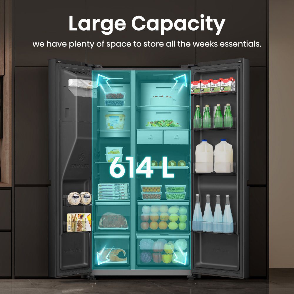 Hisense PureFlat Eclipse American Fridge Freezer With Ice & Water RS9P628GPFE - Black Steel Hisense PureFlat Eclipse American Fridge Freezer With Ice & Water RS9P628GPFE - Black Steel