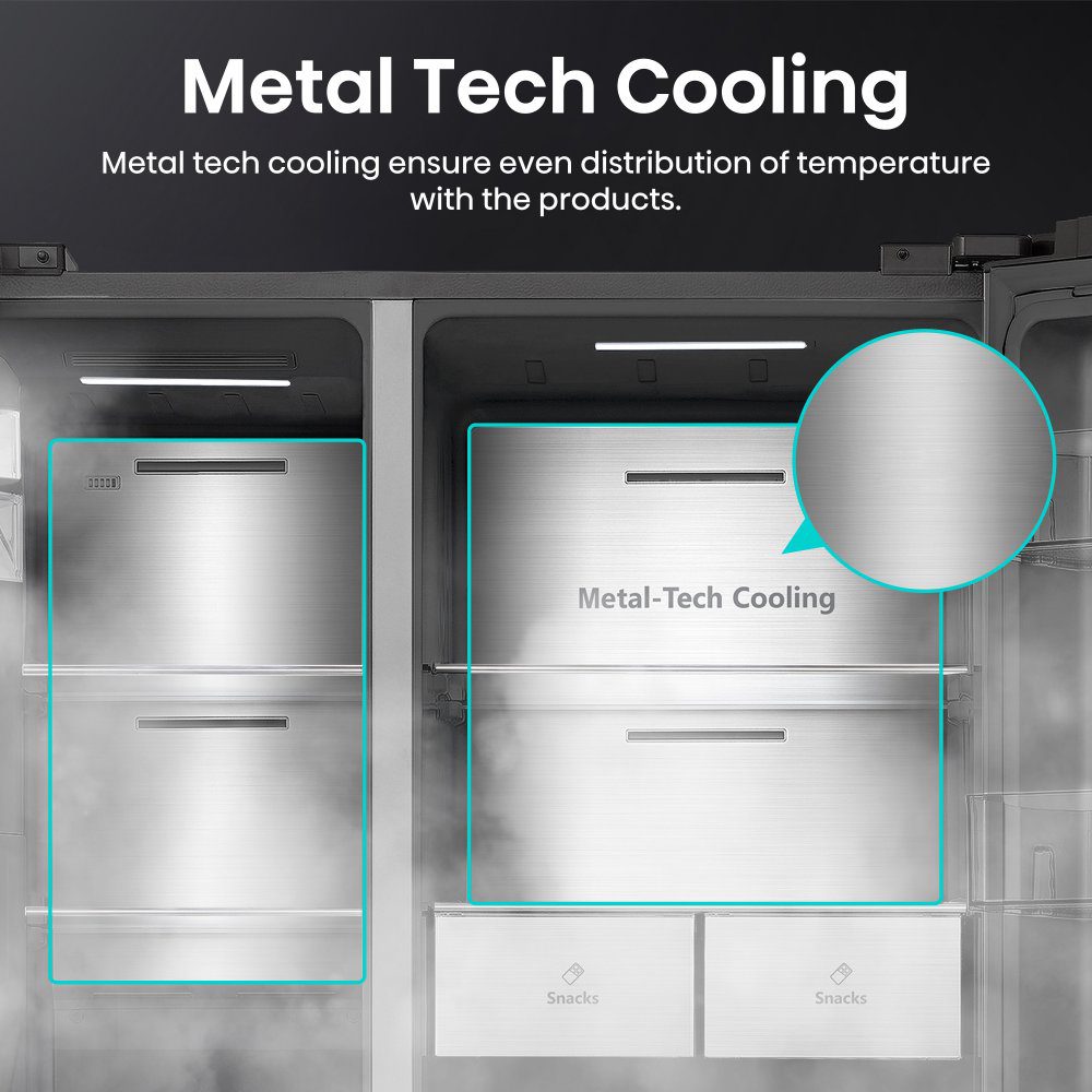 Hisense PureFlat Eclipse American Fridge Freezer With Ice & Water RS9P628GPFE - Black Steel Hisense PureFlat Eclipse American Fridge Freezer With Ice & Water RS9P628GPFE - Black Steel
