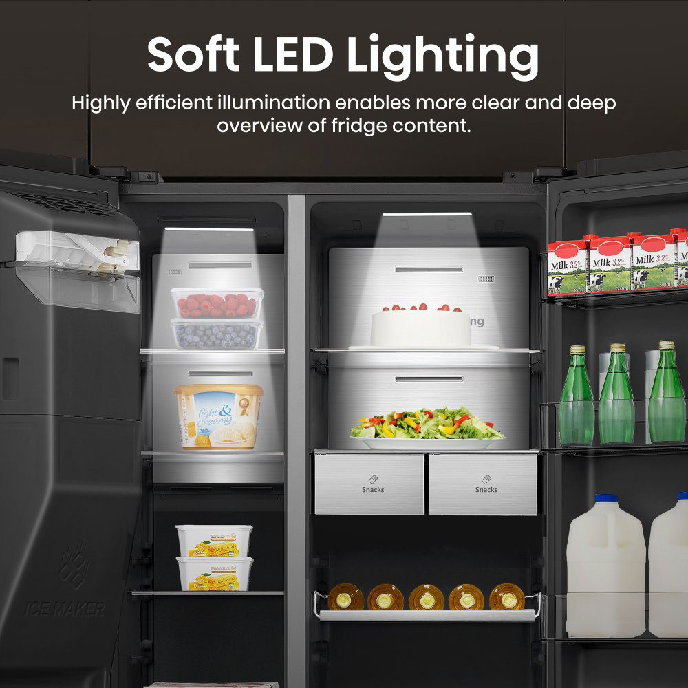 Hisense PureFlat Eclipse American Fridge Freezer With Ice & Water RS9P628GPFE - Black Steel Hisense PureFlat Eclipse American Fridge Freezer With Ice & Water RS9P628GPFE - Black Steel