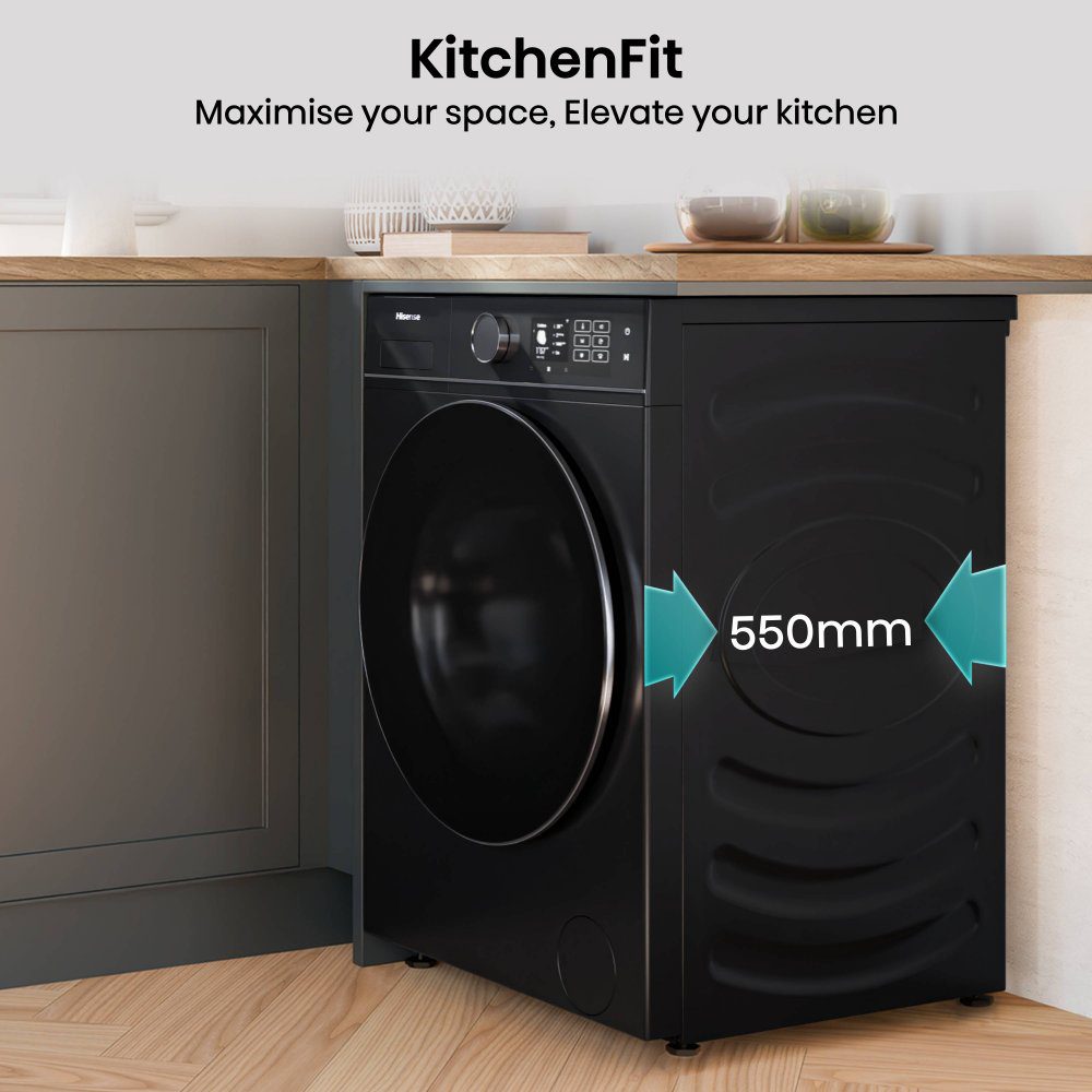 Hisense 10.5kg/6kg 5i KitchenFit Series Autodose WiFi Enabled Washer Dryer WD5I1045BBQ - Black Hisense 10.5kg/6kg 5i KitchenFit Series Autodose WiFi Enabled Washer Dryer WD5I1045BBQ - Black