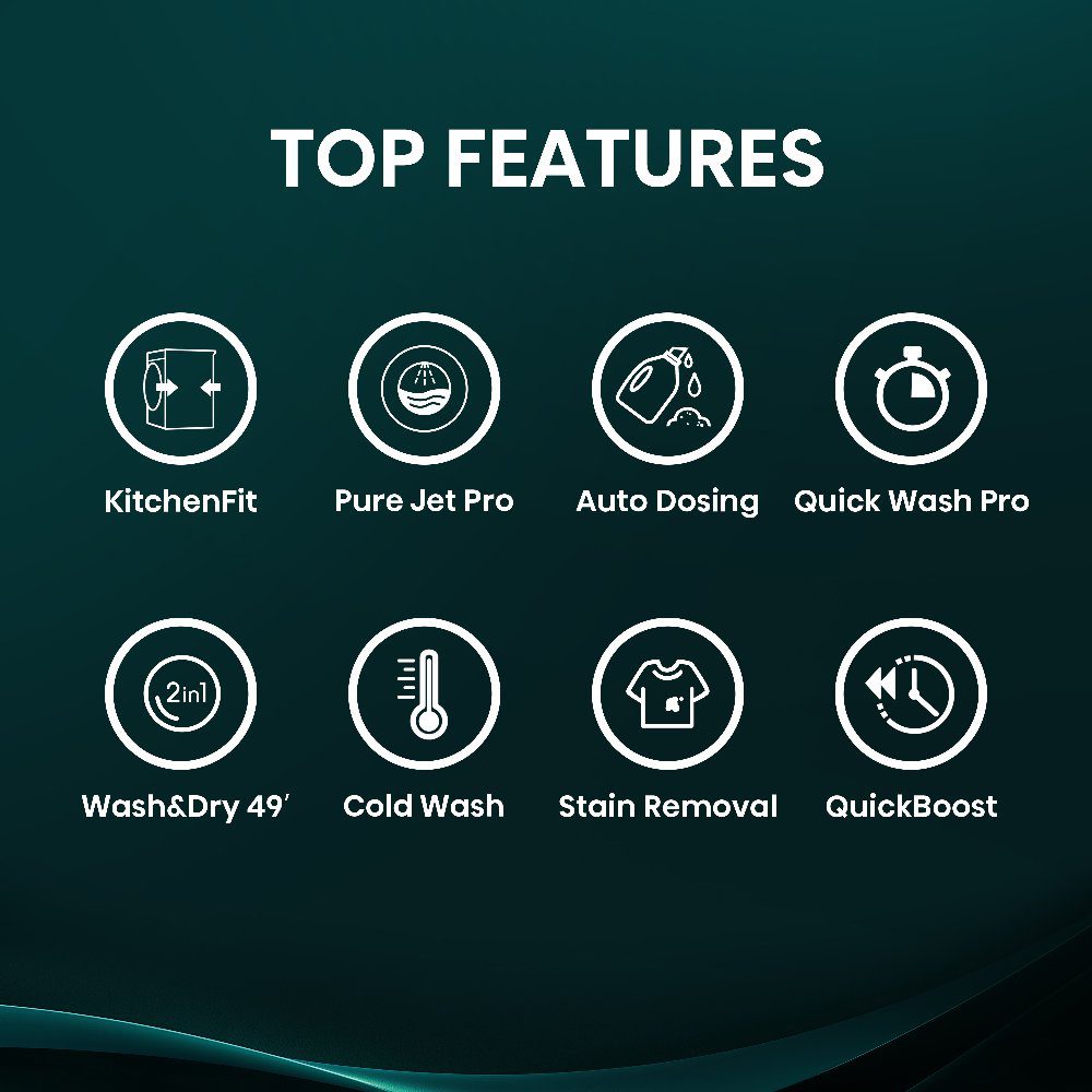 Hisense 12kg/8kg 5i Series Autodose WiFi Washer Dryer WD5I1245BBR - Black Hisense 12kg/8kg 5i Series Autodose WiFi Washer Dryer WD5I1245BBR - Black