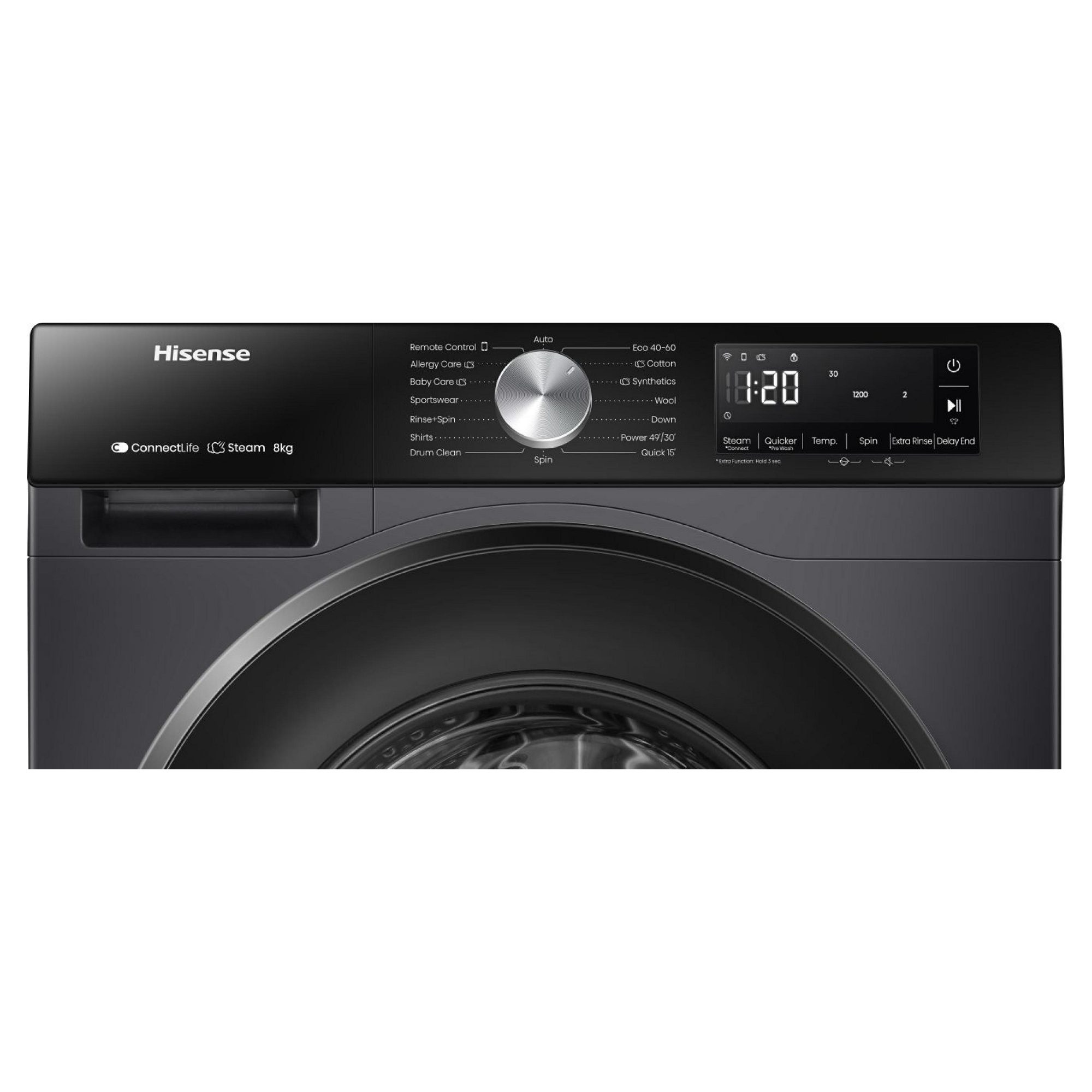 Hisense 8kg 3S Series Washing Machine 1400rpm WF3S8043BB3 - Black Hisense 8kg 3S Series Washing Machine 1400rpm WF3S8043BB3 - Black