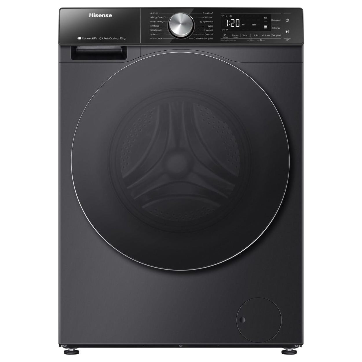 Hisense  12kg 5S Series Autodose WiFi-Enabled Washing Machine 1400rpm WF5S1245BB - Black