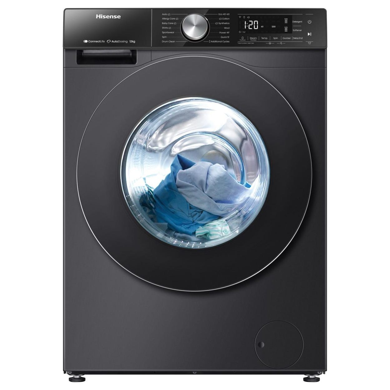 Hisense 12kg 5S Series Autodose WiFi-Enabled Washing Machine 1400rpm WF5S1245BB - Black Hisense 12kg 5S Series Autodose WiFi-Enabled Washing Machine 1400rpm WF5S1245BB - Black