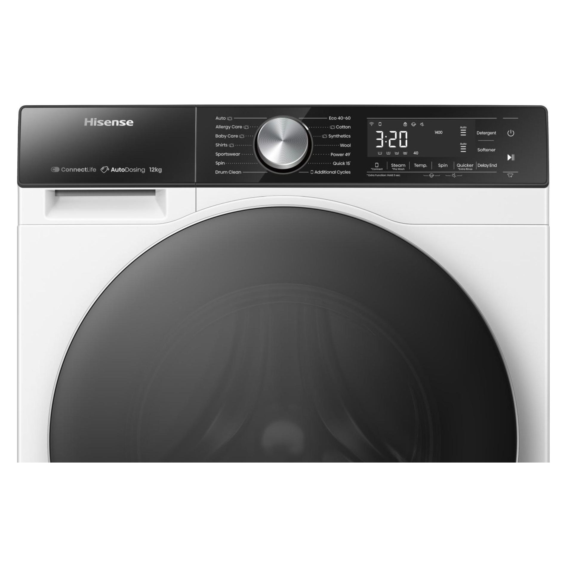 Hisense 12kg 5S Series Autodose WiFi-Enabled Washing Machine 1400rpm WF5S1245BW - White Hisense 12kg 5S Series Autodose WiFi-Enabled Washing Machine 1400rpm WF5S1245BW - White