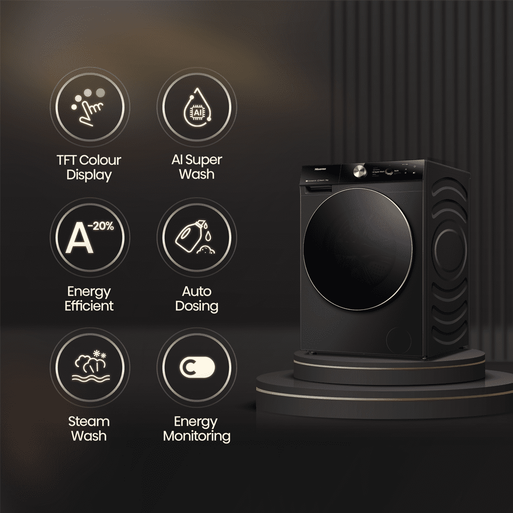 Hisense 12kg 7S Series Autodose Washing Machine 1400rpm WF7S1247BB - Black Hisense 12kg 7S Series Autodose Washing Machine 1400rpm WF7S1247BB - Black