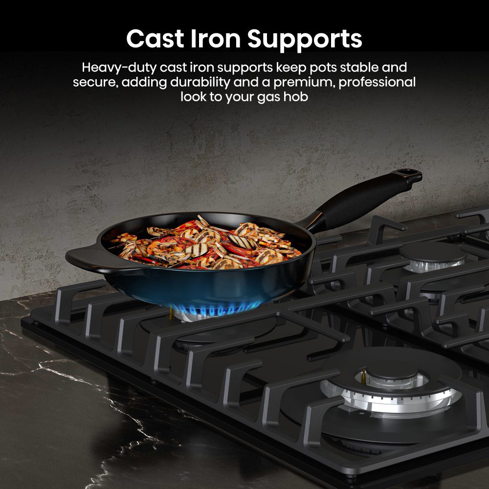Hisense 60cm 4 Burner Gas On Glass Hob GG663BHF - Black Hisense 60cm 4 Burner Gas On Glass Hob GG663BHF - Black