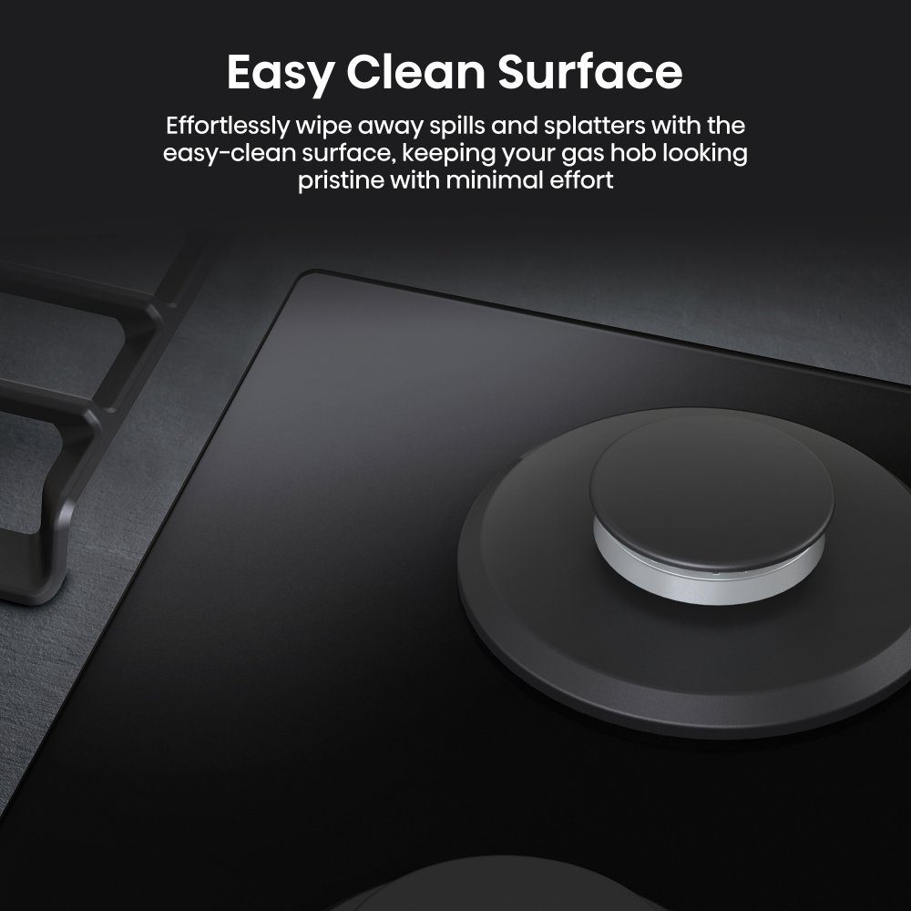 Hisense 60cm 4 Burner Gas On Glass Hob GG663BHF - Black Hisense 60cm 4 Burner Gas On Glass Hob GG663BHF - Black