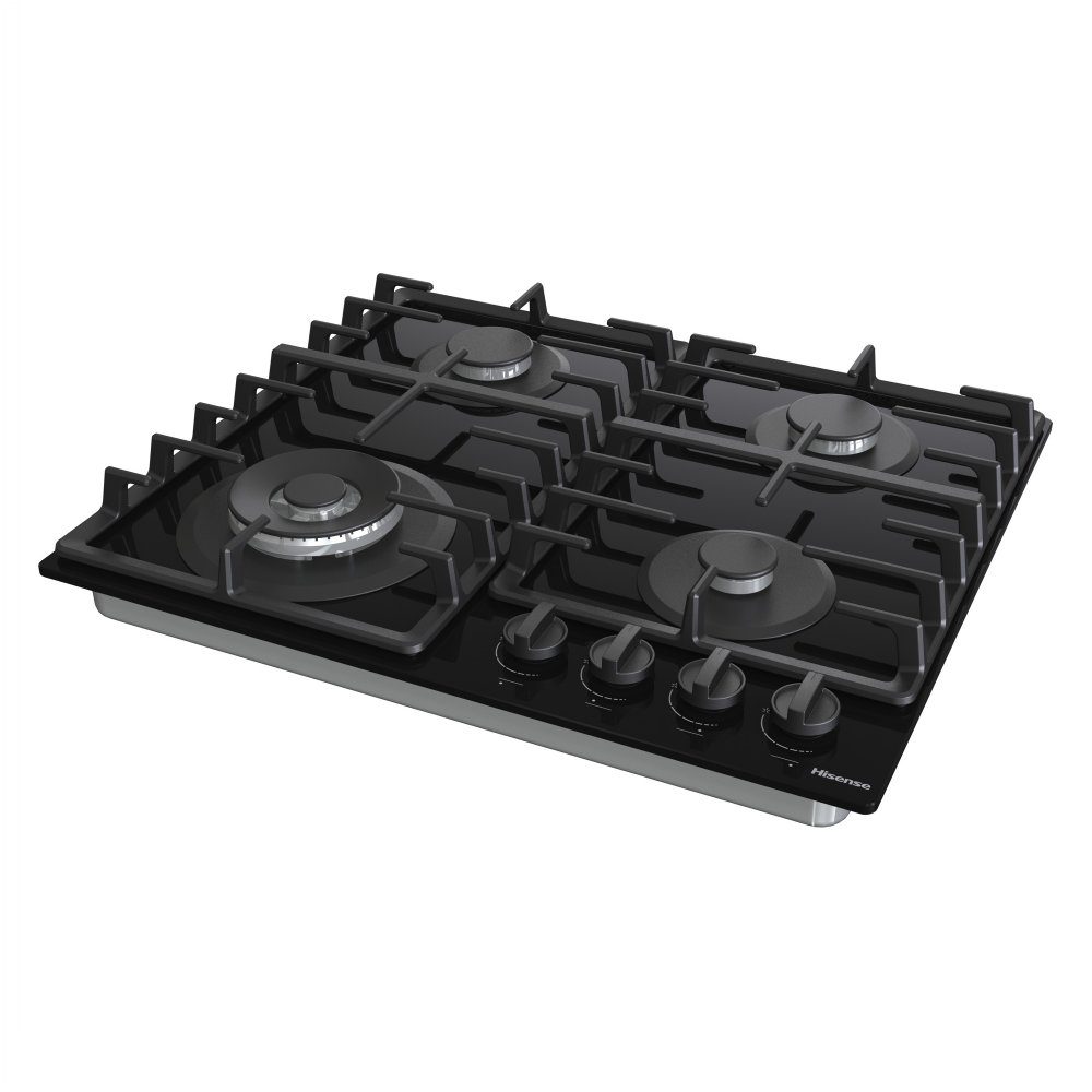 Hisense 60cm 4 Burner Gas On Glass Hob GG663BHF - Black Hisense 60cm 4 Burner Gas On Glass Hob GG663BHF - Black