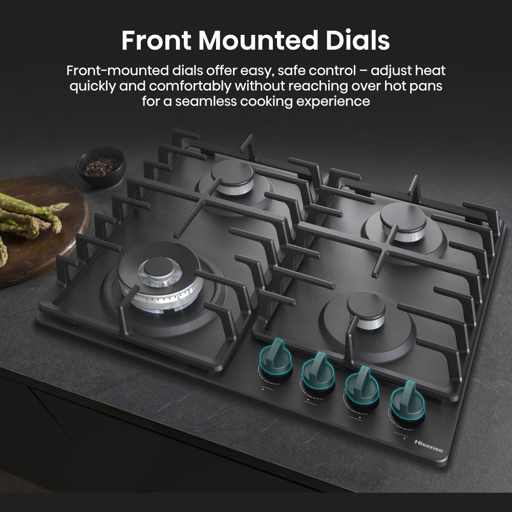 Hisense 60cm 4 Burner Gas Hob GM663BHF - Black Hisense 60cm 4 Burner Gas Hob GM663BHF - Black