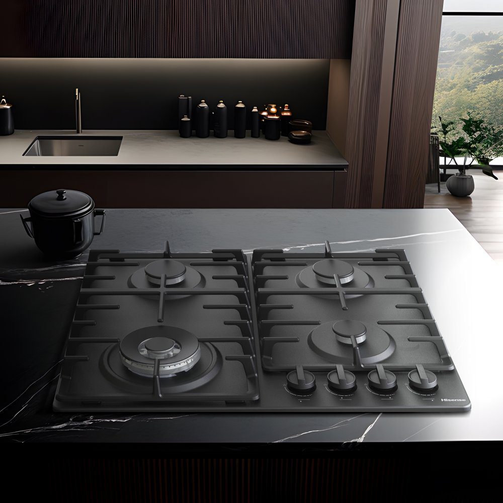 Hisense 60cm 4 Burner Gas Hob GM663BHF - Black Hisense 60cm 4 Burner Gas Hob GM663BHF - Black