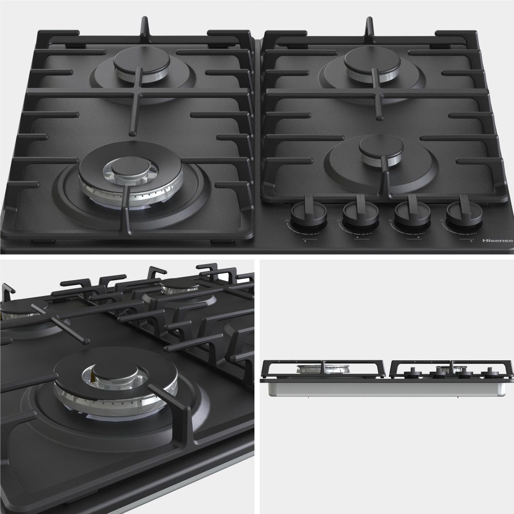 Hisense 60cm 4 Burner Gas Hob GM663BHF - Black Hisense 60cm 4 Burner Gas Hob GM663BHF - Black